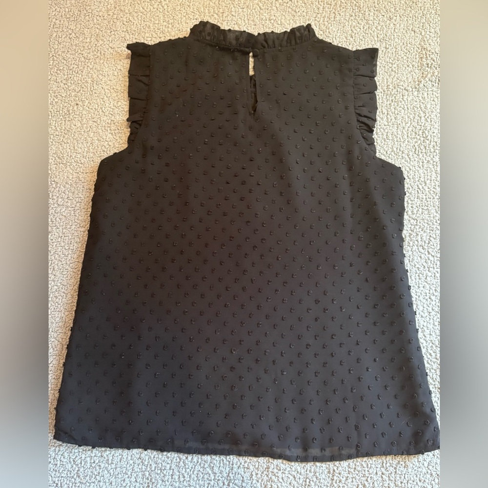 Sweet J. Crew Black Ruffled Clip Dot Blouse - Picture 2 of 8